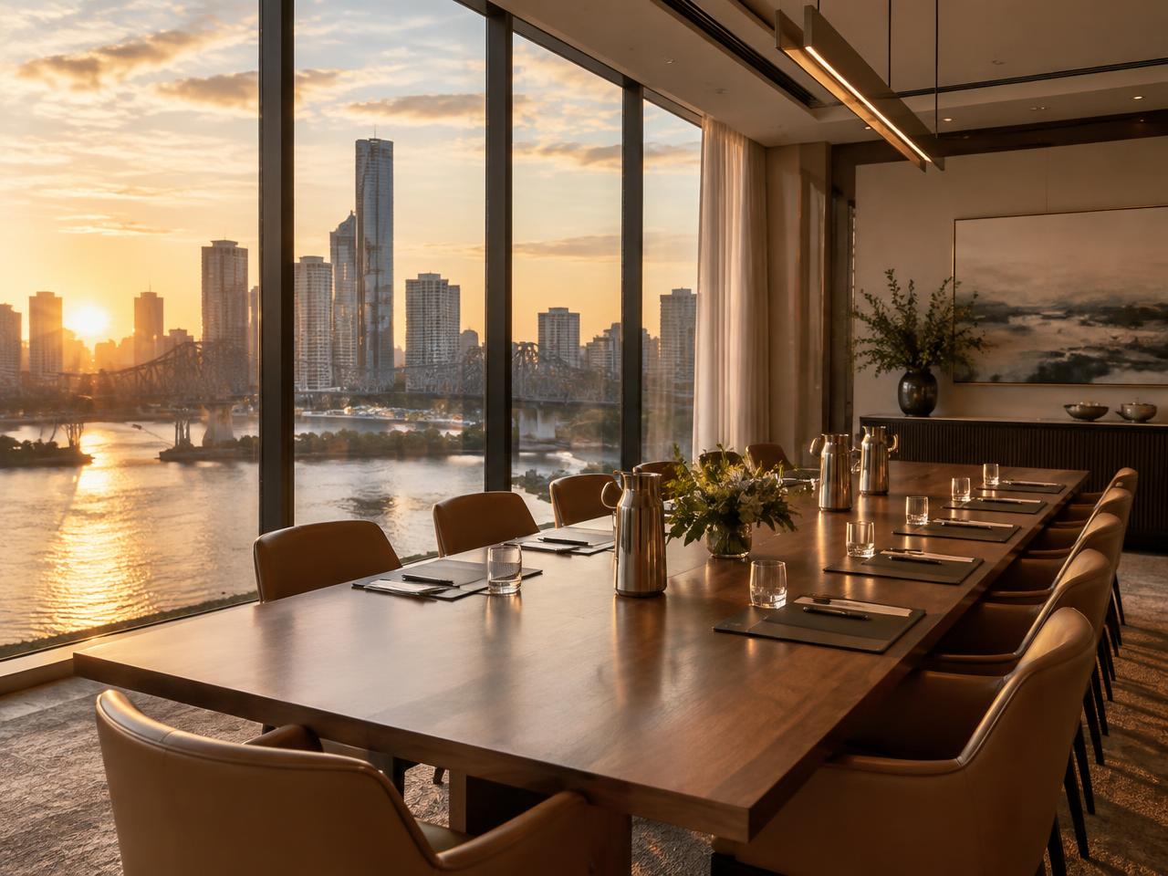 Corporate meeting room overlooking the Brisbane River